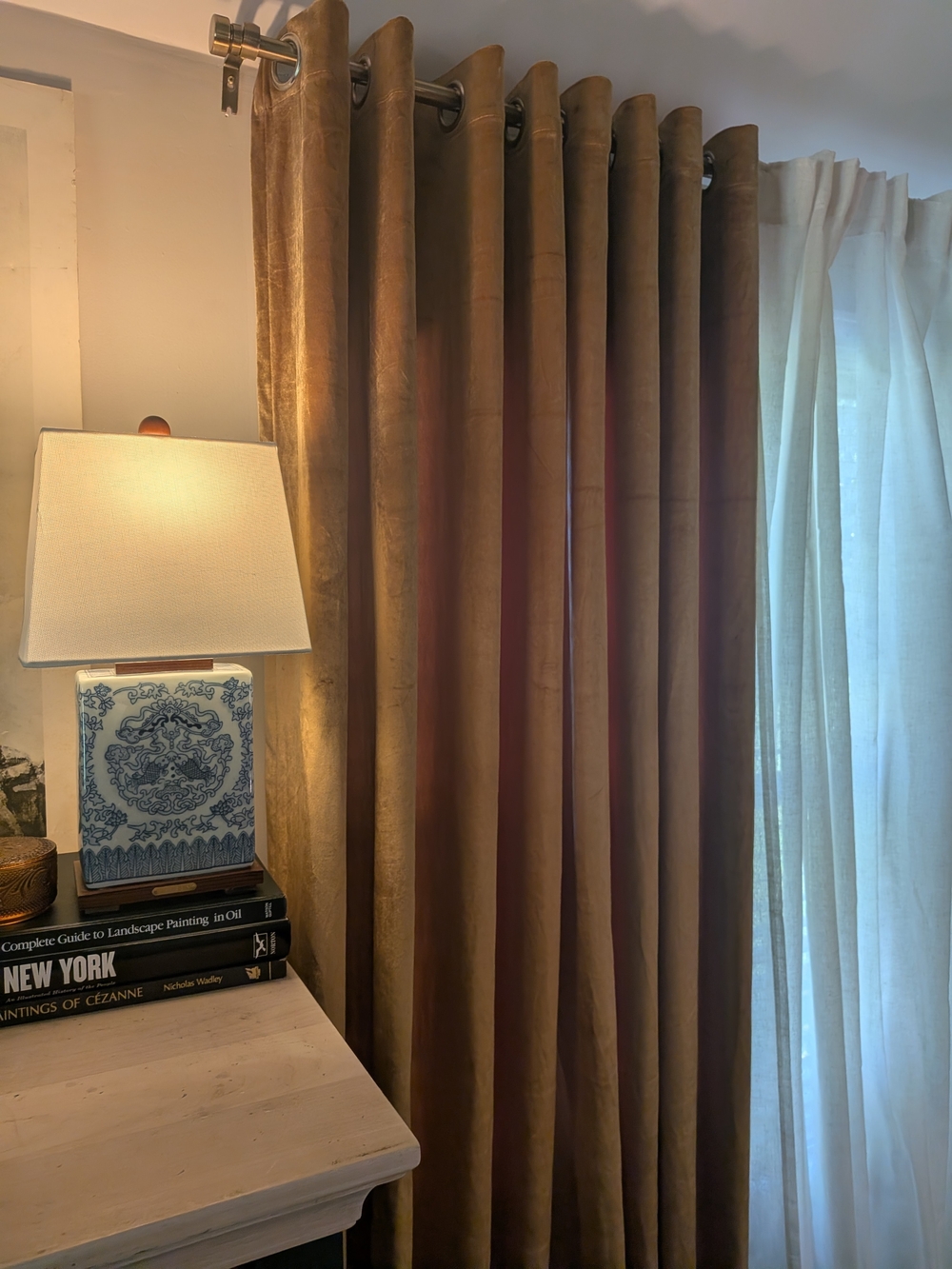 Luxury Velvet Curtain Panels Gold Camel Brown